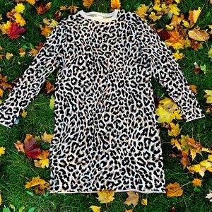 NWT J. Crew, Leopard, sweater dress, size Large